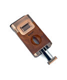 EuroJet Çift Torch Jet Alev Masa Tipi Puro Makaslı Puro Çakmağı - Kahverengi