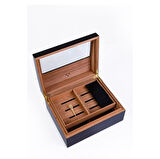 Yarım Cam Tavan Puro Humidor / Puro Saklama Kutusu - Siyah 0199