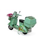 Vintage Dekoratif Sepetli Metal Scooter - Yeşil