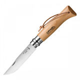 Opinel Inox 8 No Kayın Saplı Deri Askılı Paslanmaz Çelik Çakı