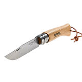 Opinel Inox 8 No Kayın Saplı Deri Askılı Paslanmaz Çelik Çakı