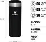 Stanley The AeroLight Transit Termos Bardak 0.47 Lt - (16 OZ) Black Metallic