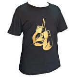 Leon Boks Eldivenli Tişört Siyah Altın