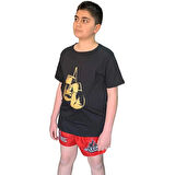 Leon Boks Eldivenli Tişört Siyah Altın