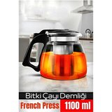 Eco Lounge  Süzgeçli French Press Cam Demlik 1100 Ml Bitki Çayı Demliği 722243