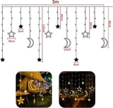 Ay ve Yıldız Figürlü Kumandalı 12 Sarkıtlı 120 LED Dekor Işık – Dekoratif Ortam ve Masaüstü Aydınlat