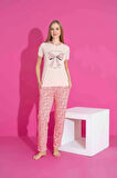 TARP Pembe Fiyonk Baskılı Anne Pijama Takımı 2974-P