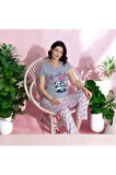 MLALE Panda Desenli Suprem Kumaş Kısa Kollu Bayan Pijama Takımı 3395-G