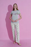 MLALE Beaitiful Desenli Suprem Kumaş Kısa Kollu Kadın Pijama Takımı 3445-Y