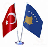 Kosova ve Türkiye İkili Masa Bayrağı Seti
