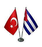 Kuba ve Türkiye İkili Masa Bayrağı Seti
