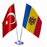 Moldova ve Türkiye İkili Masa Bayrağı Seti