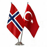 Norveç ve Türkiye İkili Masa Bayrağı Seti