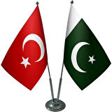 Pakistan ve Türkiye ikili Masa Bayrağı Seti