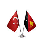 Papua Yeni Gine ve Türkiye İkili Masa Bayrağı Seti