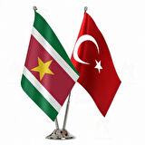 Surinam ve Türkiye İkili Masa Bayrağı seti