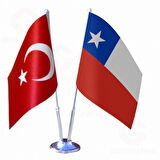 Şili ve Türkiye İkili Masa Bayrağı Seti