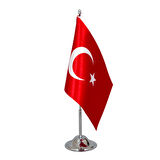 Türk Masa Bayrağı 15x22.5 cm direkli Tekli 