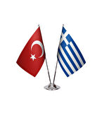 Yunanistan ve Türkiye İkili Masa Bayrağı Seti