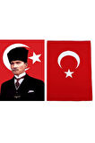 Kalpaklı Atatürk Ve Türk Bayrağı 100150cm.