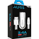 ARAÇ İÇİ 3.4A 2in1 (ÇİFT USB) USB/TYPE-C KABLOLU HIZLI OTO ŞARJ CİHAZI TAKIMI
