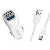 ARAÇ İÇİ 3.4A 2in1 (ÇİFT USB) USB/TYPE-C KABLOLU HIZLI OTO ŞARJ CİHAZI TAKIMI