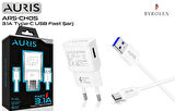 AURIS EV TİPİ 3.1A USB / TYPE-C BEYAZ HIZLI ŞARJ CİHAZI TAKIMI
