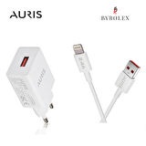 AURIS EV TİPİ 2.4A LİGHTİNG (İPHONE) BEYAZ HIZLI ŞARJ CİHAZI TAKIMI