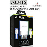 AURIS EV TİPİ 2.4A LİGHTİNG (İPHONE) BEYAZ HIZLI ŞARJ CİHAZI TAKIMI