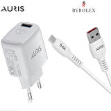 AURIS EV TİPİ 3.4A USB / TYPE-C BEYAZ HIZLI ŞARJ CİHAZI TAKIMI