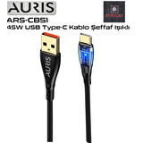 45W USB / TYPE-C ŞEFAF IŞIKLI ŞARJ VE DATA KABLOSU