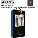 45W USB-C / TYPE-C ŞEFAF IŞIKLI ŞARJ VE DATA KABLOSU