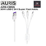 30W USB / LİGHTİNG + MİCRO + TYPE-C 3in1 SÜPER HIZLI ŞARJ VE DATA KABLOSU