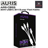 30W USB / LİGHTİNG + MİCRO + TYPE-C 3in1 SÜPER HIZLI ŞARJ VE DATA KABLOSU