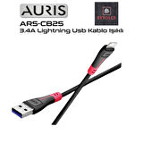 AURIS 3.4A  USB / LİGHTİNG ( İPHONE ) YÜKSEK HIZLI LED IŞIKLI ŞARJ VE DATA KABLOSU