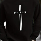 Erkek Uzun Kollu Bisiklet Yaka Yazı Detaylı Iki Iplik Bluz