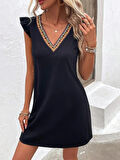 Kadın Kısa Kollu V Yakalı Viskon Elbise