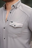 Erkek çift Cepli çıtçıt Düğmeli Uzun Kollu Gömlek