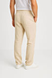 Erkek Keten Pantolon – Cepli, Beli Lastikli Ve Bağcıklı, Nefes Alan Rahat Kalıp, Yazlık Ve Baharlık Günlük Giyim, Şık - Konforlu Boru Paça Model - Bej