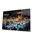 İstanbul Gece Manzarası 4mm Dayanıklı Cam Tablo Temperli Cam