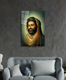 Hz. Ali Dini İslami Cam Tablo Ev ve Ofis Duvar Dekoru Hediyelik Büyük Tablo Dayanıklı Cam