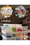 3 Parça Oyuncak Düzenleyici Set - 2 Adet Luna 1 Adet 18 Bölmeli Boncuk Organizer