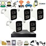 5 KAMERALI 6 WARM LEDLİ 5MP 3.6 SONY LENS GECE RENKLİ GÖSTEREN METAL KASA GÜVENLİK KAMERA SETİ