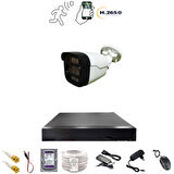 1 KAMERALI 4 WARM LEDLİ GECE RENKLİ GÖSTEREN 1080P PLASTİK KASA GÜVENLİK KAMERA SETİ