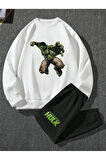 Hulk Baskılı Oversize Sweatshirt Erkek Çocuk Eşofman Takımı 2 I?plik