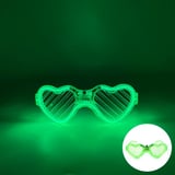 Yeşil LED Işıklı Kalp Gözlük – 3 Modlu Parti & Glow Gözlüğü