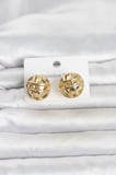 316L Çelik Gold Renk Desenli Top Model Kadın Küpe