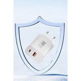 C89Q 1 Adet 30W Type-C ve 1 Adet 22.5W USB Çıkışlı Ekstra DL49 1M USB to Type-C Kablolu PD Şarj Cihazı - Beyaz