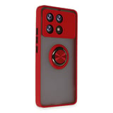 Poco X6 Pro Kılıf Montreal Yüzüklü Silikon Kapak - Kırmızı