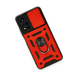 Poco M4 Pro 5G Kılıf Pars Lens Yüzüklü Silikon - Kırmızı